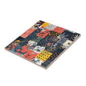 Eclectische vette botanische patchwork met polka s tegeltje (Zijkant)