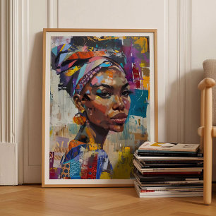 Eclectische Vrouw Schilderij Pop Art Groot Wandkun Poster
