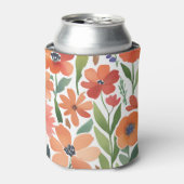 Eclectische Waterverf Floral Terracotta Wildflower Blikjeskoeler (Blikje Voorkant)