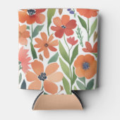 Eclectische Waterverf Floral Terracotta Wildflower Blikjeskoeler (Voorkant)