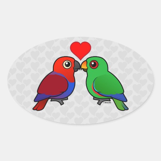 Eclectus papegaaien in liefde ovale sticker (Voorkant)