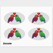 Eclectus papegaaien in liefde ovale sticker (Vel)