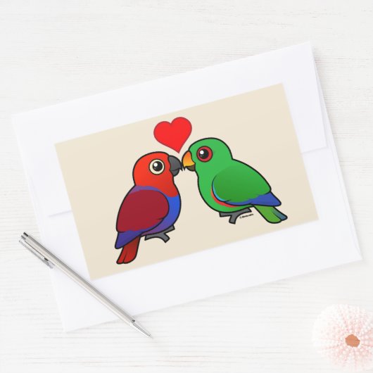 Eclectus papegaaien in liefde rechthoekige sticker (Envelop)