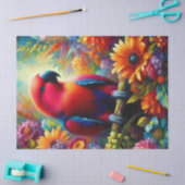 Eclectus Parrot Kleurrijke Bloemen Decoupage Tissuepapier (Craft)