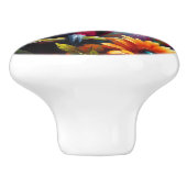 Eclectus Parrot met kleurrijke bloemen Keramische Knop (Zijkant)