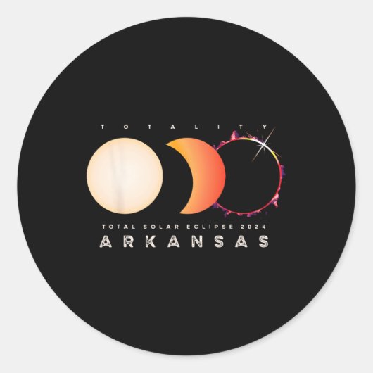 Eclipse 2024 Arkansas totale eclips astronomie gra Ronde Sticker (Voorkant)
