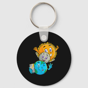 Eclipse 2024 Funny Earth Sun Moon Selfie Space Kin Sleutelhanger