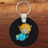 Eclipse 2024 Funny Earth Sun Moon Selfie Space Kin Sleutelhanger (Voorkant)
