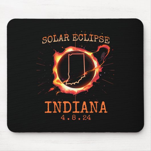 Eclipse 2024 Indiana State Totality USA Path Souve Muismat (Voorkant)