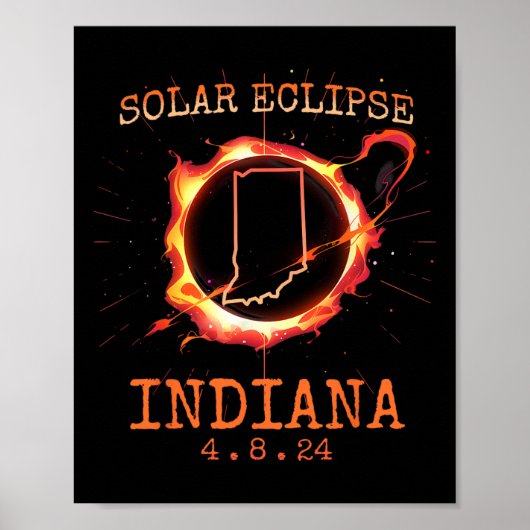 Eclipse 2024 Indiana State Totality USA Path Souve Poster (Voorkant)