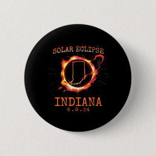 Eclipse 2024 Indiana State Totality USA Path Souve Ronde Button 5,7 Cm