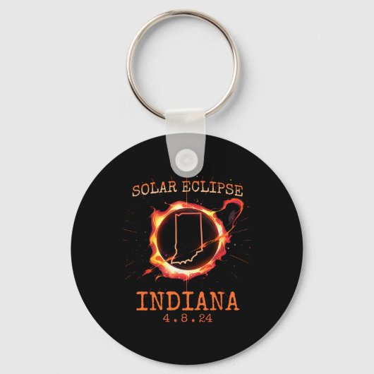 Eclipse 2024 Indiana State Totality USA Path Souve Sleutelhanger (Voorkant)