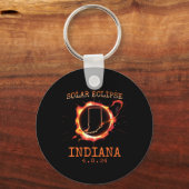 Eclipse 2024 Indiana State Totality USA Path Souve Sleutelhanger (Voorkant)