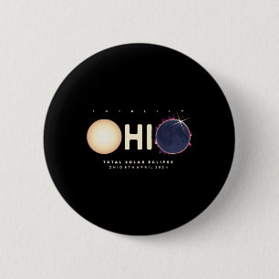 Eclipse 2024 Ohio Total Eclipse Astronomy Graphic Ronde Button 5,7 Cm