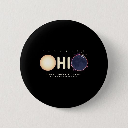 Eclipse 2024 Ohio Total Eclipse Astronomy Graphic Ronde Button 5,7 Cm (Voorkant)