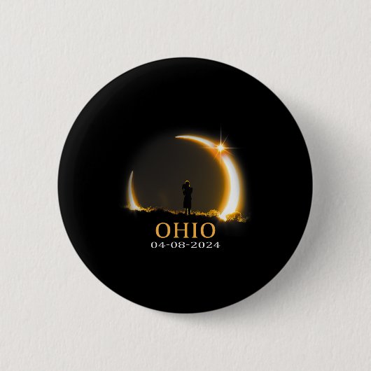 Eclipse 2024 Ohio Totale Zonsverduistering 1 Ronde Button 5,7 Cm (Voorkant)