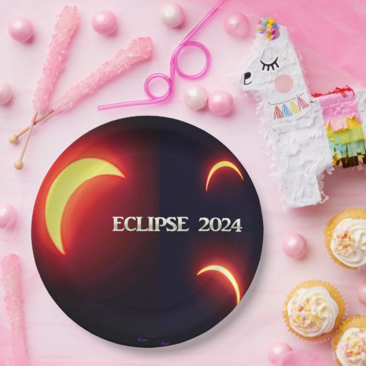 Eclipse 2024 papieren bordje (Feest)