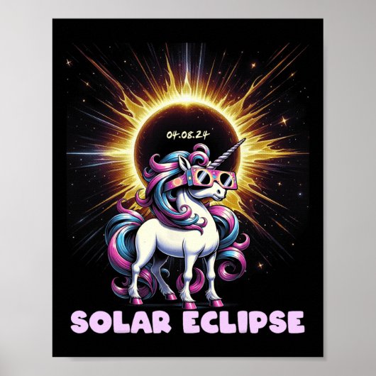 Eclipse 2024 Shirt Totale Eclipse 8 april 24 Unic Poster (Voorkant)
