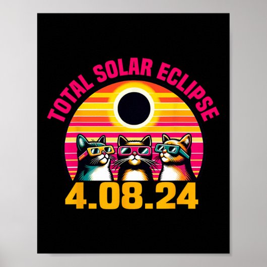 Eclipse 2024 Total Eclipse 8 april 2024 Cat Gles Poster (Voorkant)