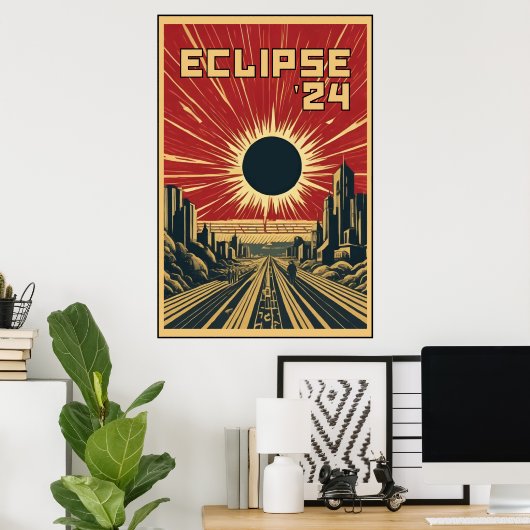 Eclipse '24 Propaganda Stad Poster (Thuiskantoor)