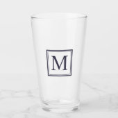Eclipse Blue Square Personated Initiaal Monogram Glas (Voorkant)