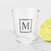 Eclipse Blue Square Personated Initiaal Monogram Shot Glas (Voorkant)
