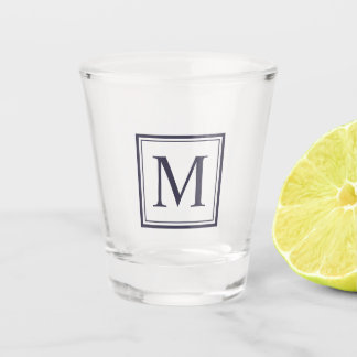 Eclipse Blue Square Personated Initiaal Monogram Shot Glas