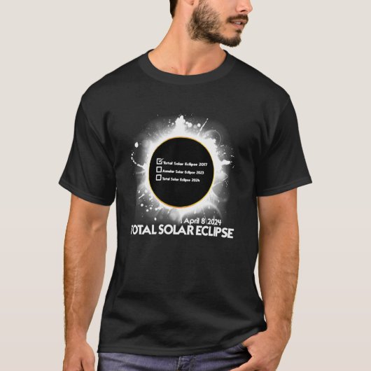Eclipse checklist Totaal zonne-energie 8 april 202 T-shirt (Voorkant)