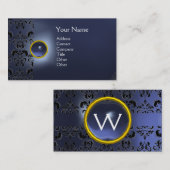 ECLIPSE DAMASK GEM MONOGRAM blauw Visitekaartje (Voorkant / Achterkant)