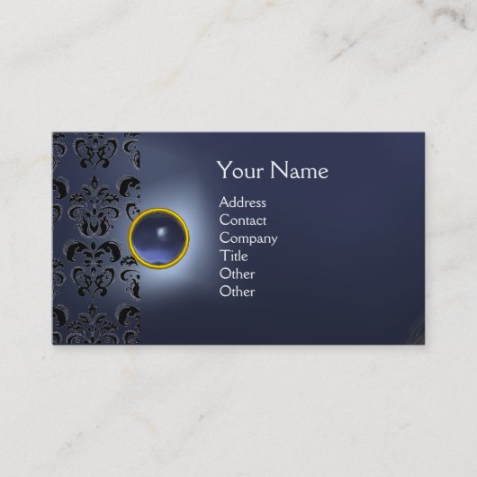 ECLIPSE DAMASK GEM MONOGRAM blauw Visitekaartje (Voorkant)