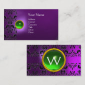 ECLIPSE DAMASK STEEN  MONOGRAM paars groen Visitekaartje (Voorkant / Achterkant)