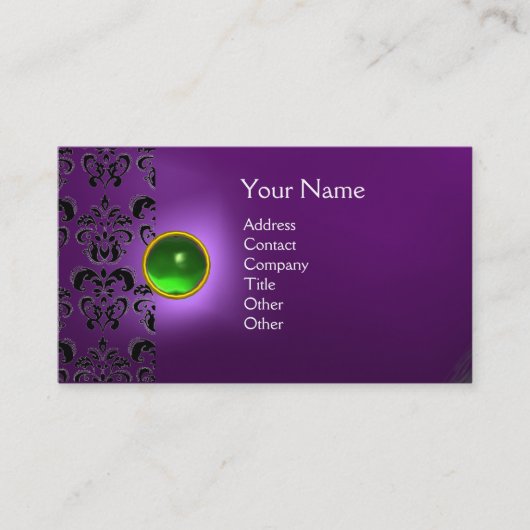 ECLIPSE DAMASK STEEN  MONOGRAM paars groen Visitekaartje (Voorkant)