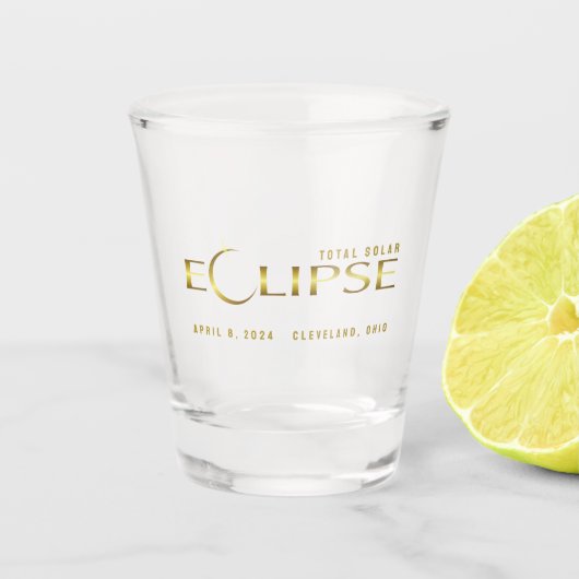 Eclipse gouden hemelse herdenkingssouvenir shot glas (Voorkant)