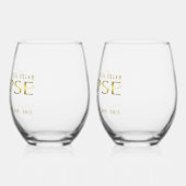 Eclipse gouden hemelse herdenkingssouvenir wijnglas zonder voet (Achterkant)