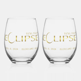 Eclipse gouden hemelse herdenkingssouvenir wijnglas zonder voet