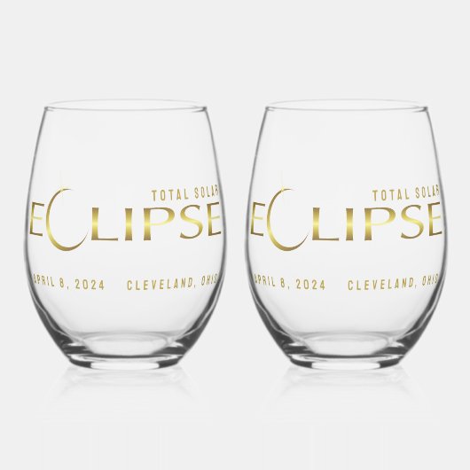 Eclipse gouden hemelse herdenkingssouvenir wijnglas zonder voet (Links)