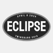 Eclipse horloge bestemming in uw stad bewerkbaar ovale sticker (Voorkant)