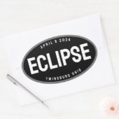 Eclipse horloge bestemming in uw stad bewerkbaar ovale sticker (Envelop)