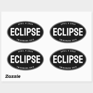 Eclipse horloge bestemming in uw stad bewerkbaar ovale sticker