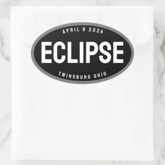 Eclipse horloge bestemming in uw stad bewerkbaar ovale sticker (Tas)