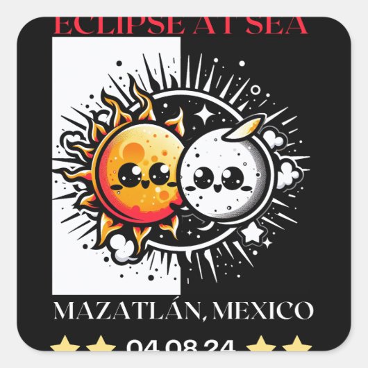 Eclipse in Zee Mazatlán, Mexico Total Solar Eclips Vierkante Sticker (Voorkant)