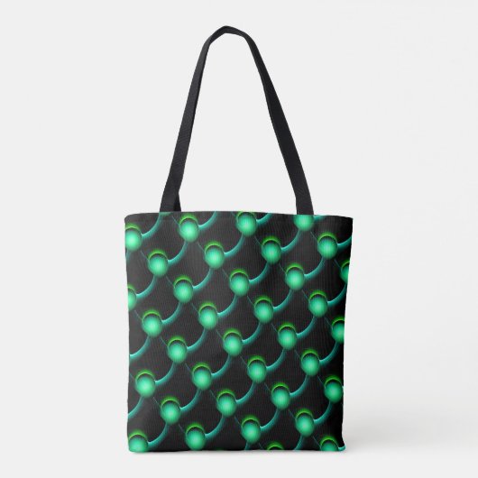 ECLIPSE Levendige groene fractale bollen in zwart Tote Bag (Achterkant)