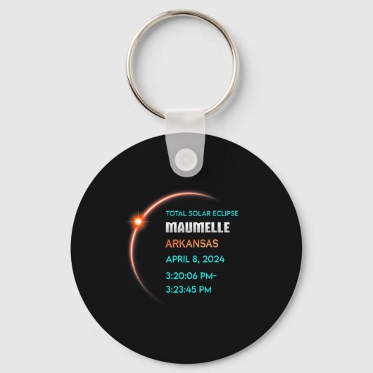 Eclipse Maumelle Arkansas Totale Zonsverduistering Sleutelhanger (Voorkant)