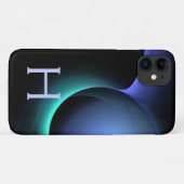 ECLIPSE MONOGRAM Levendig zwart blauw Case-Mate iPhone Case (Achterkant (horizontaal))