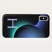 ECLIPSE MONOGRAM Levendig zwart blauw Case-Mate iPhone Case (Achterkant (horizontaal))