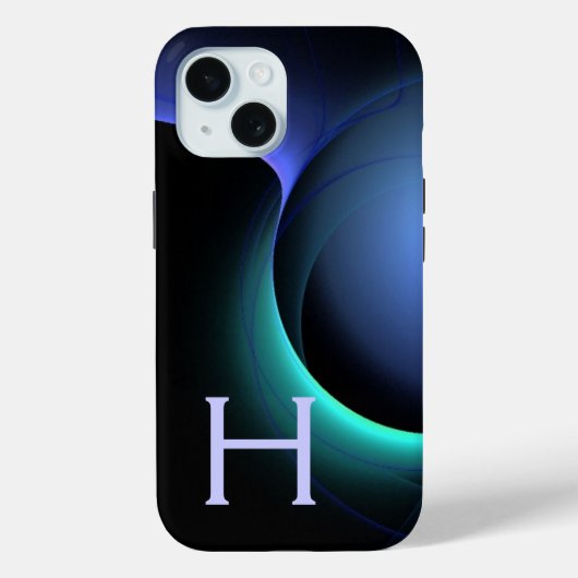 ECLIPSE MONOGRAM Levendig zwart blauw Case-Mate iPhone Case (Achterkant)