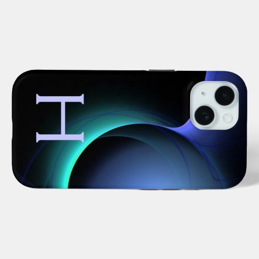ECLIPSE MONOGRAM Levendig zwart blauw Case-Mate iPhone Case (Achterkant (horizontaal))