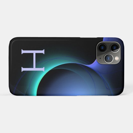 ECLIPSE MONOGRAM Levendig zwart blauw Case-Mate iPhone Case (Achterkant (horizontaal))