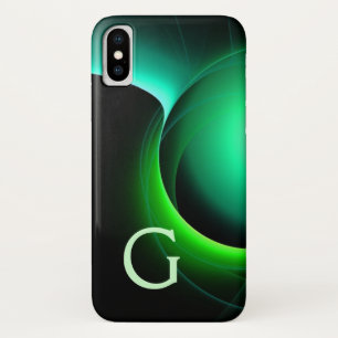 ECLIPSE MONOGRAM Levendig zwart groen iPhone X Hoesje