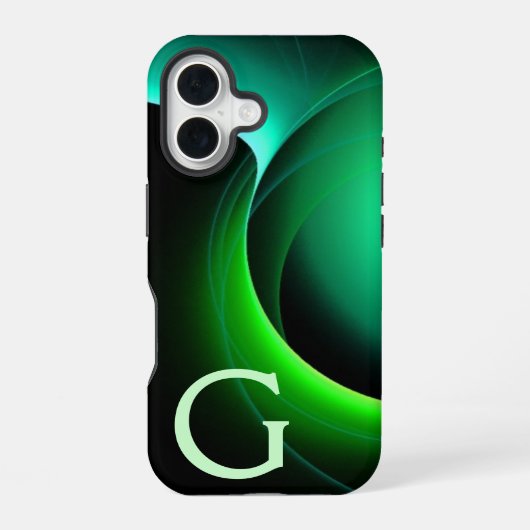 ECLIPSE MONOGRAM Levendig zwart groen iPhone 16 Hoesje (Achterkant)